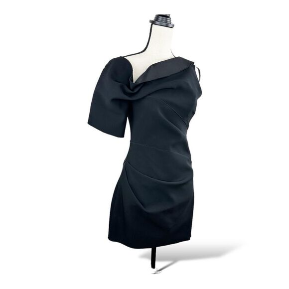 NWT Acler Juniper One-shoulder Crepe Mini Formal Cocktail Dress Black Womens 4 - Picture 4 of 15